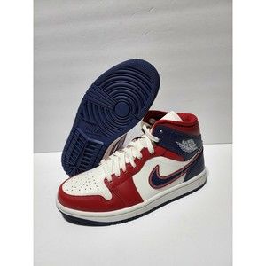 New Nike Air Jordan 1 Mid SE  "USA"  Red Sail Navy Women's Size 8.5 [DQ7648-600]